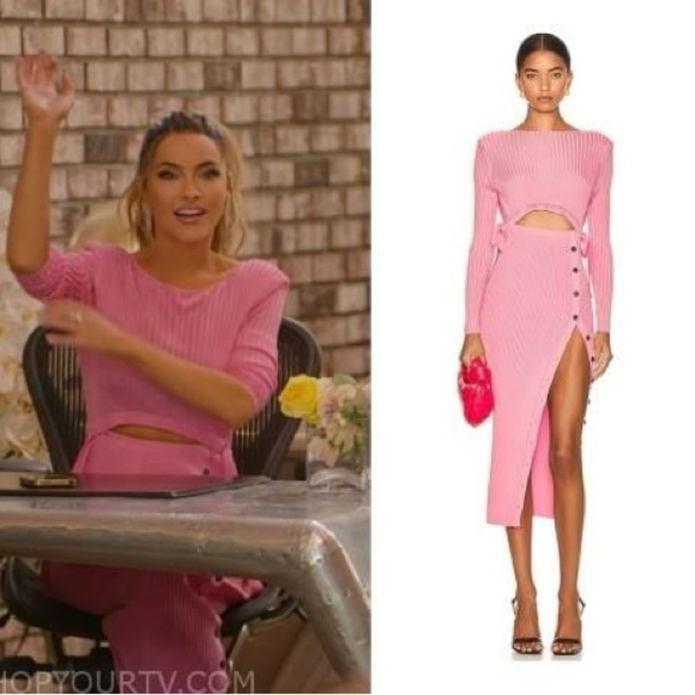 Self Portrait Pink Ribbed Knit Cut-Out Skirt - as seen on Selling Sunset!